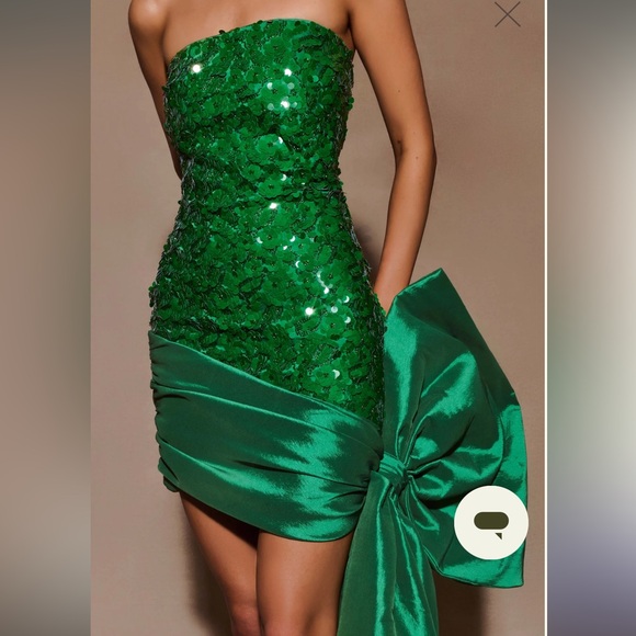 Meshki Strapless Emerald Sequin Dress - Picture 4 of 5